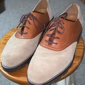 Polo Ralph Lauren Orval Two-Tone Oxford Shoes tan & brown suede & leather 10.5D